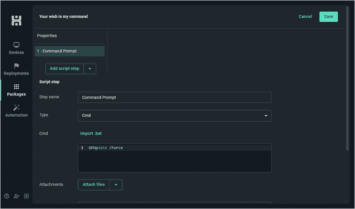 Add your command or attach your script.