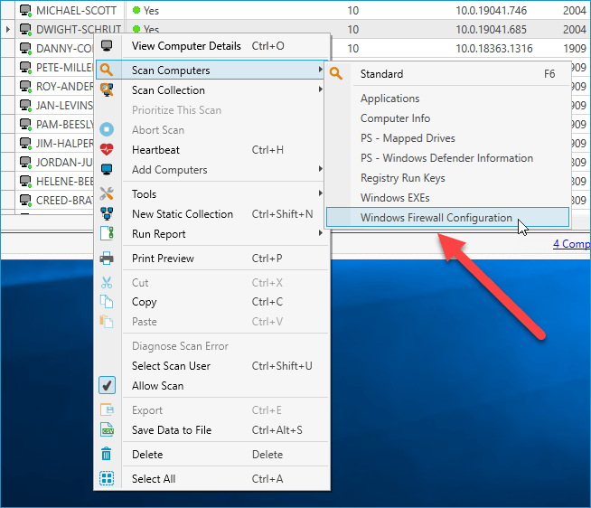 right-click on any computer in PDQ Inventory and click Scan Computers > Windows Firewall Configuration