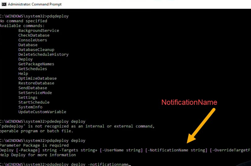 Command-line notification Name
