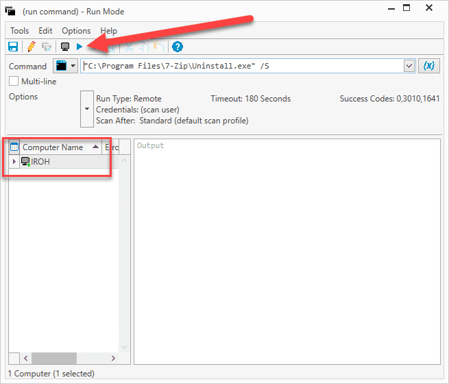 Screenshot of how to execute the uninstall string, as explained on this page.