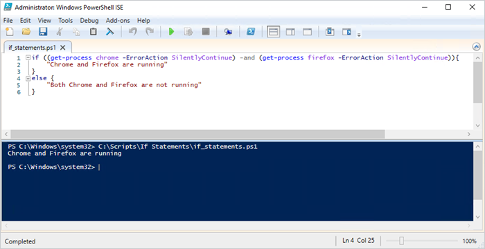 This is a PowerShell if statement example using the -and operator.