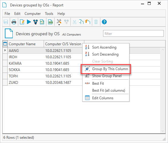 Group reports by columns to make them more legible.