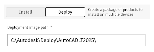 Copying the deployment image path from our custom Autodesk deployment package settings.