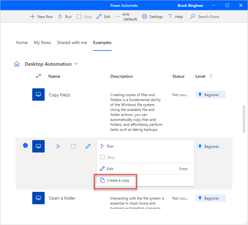 Create a copy of the template flow.