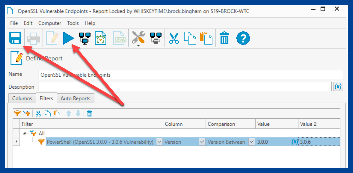 Saving and running the report