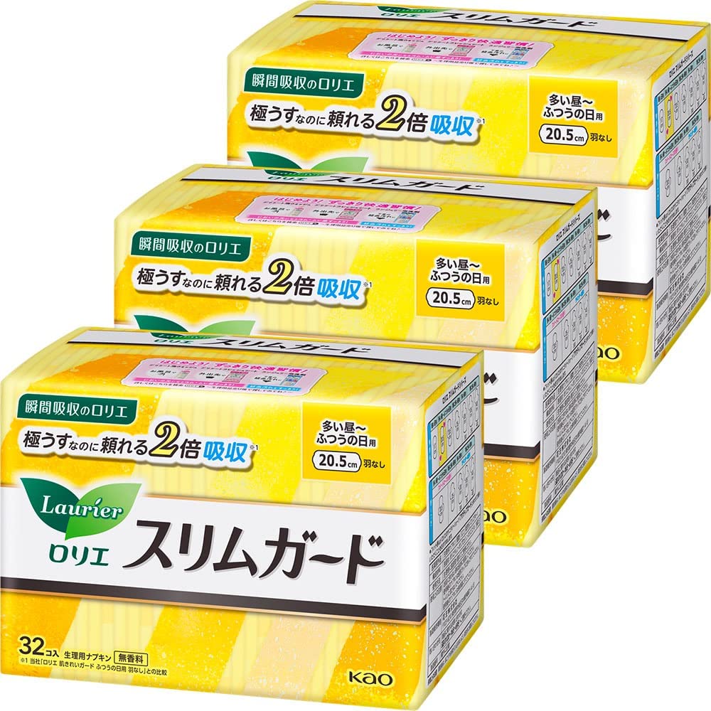 ロリエ「スリムガード」しっかり昼用羽なし 32コ入 × 3セット