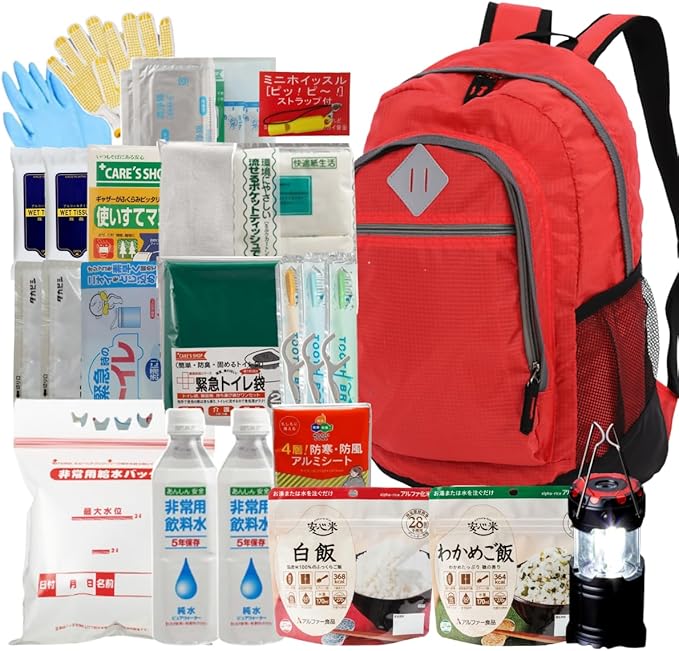 備えて安心 1人用 20点 防災基本防災セット 地震対策 避難 グッズ 保存食 非常用トイレ 保存食 保存水 水袋 口腔ケア ライト
