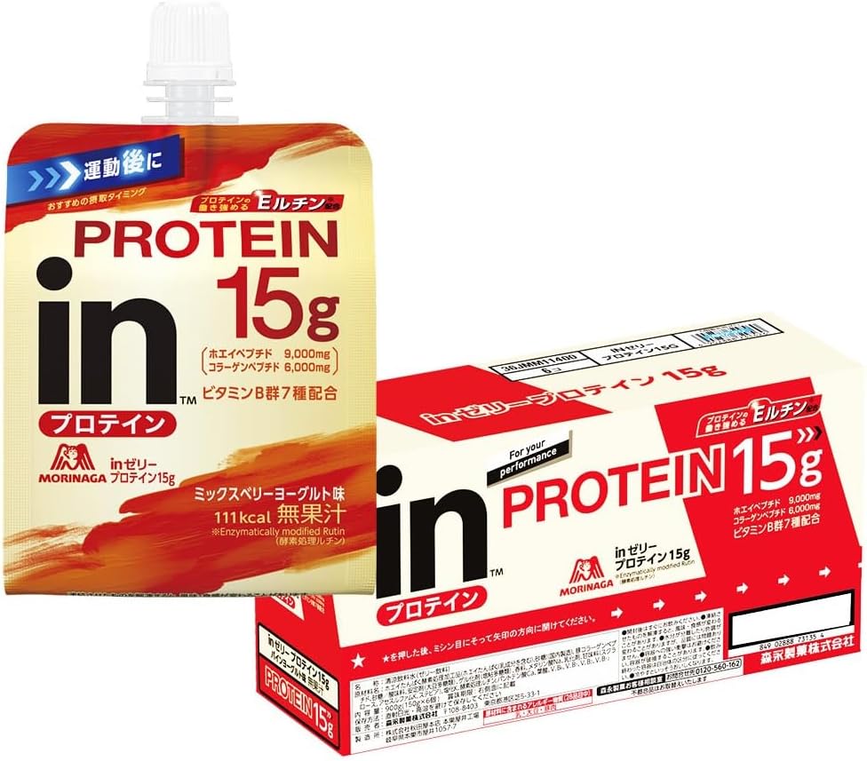 森永「inゼリー プロテイン15g ミックスベリーヨーグルト味（150g×6個）」