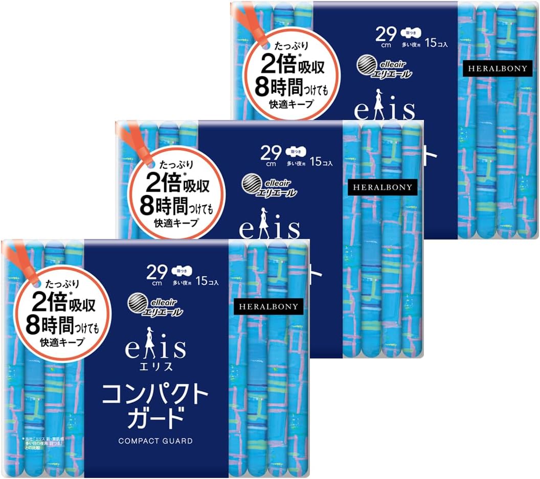 ≪ヘラルボニー企画品≫ エリスコンパクトガード 羽つき 29cm（多い夜用）15枚×3個
