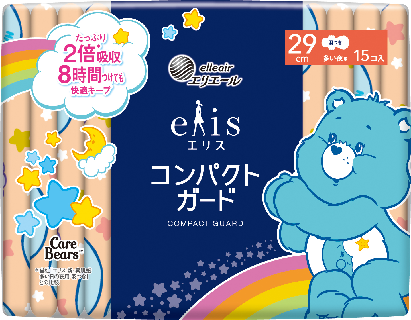 ≪ケアベア™企画品≫ エリス コンパクトガード（多い夜用）羽つき 29cm