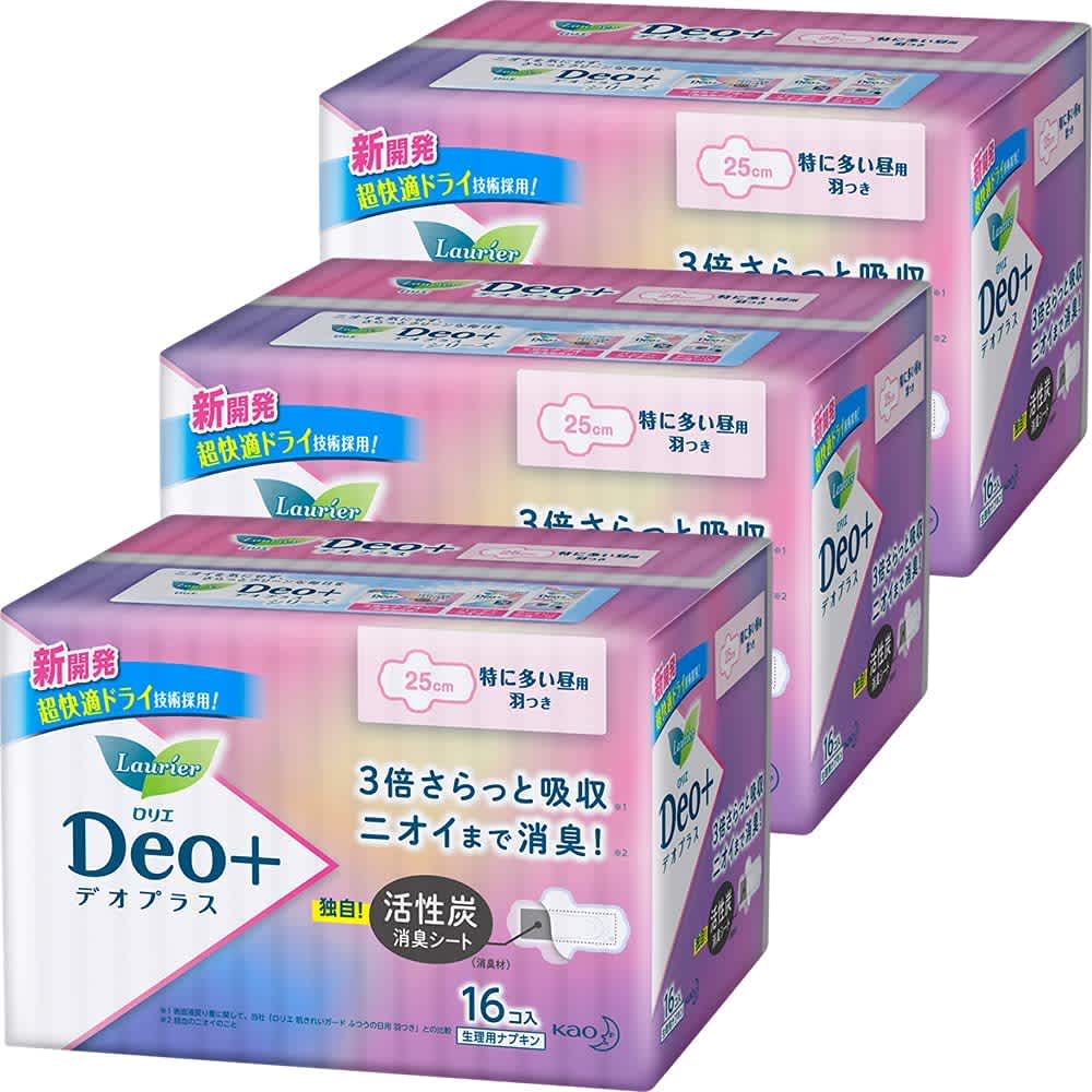 ロリエ デオプラス 25cm羽つき 16コ入× 3セット