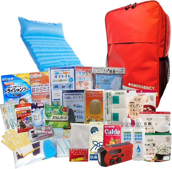 備えて安心 31点 女性用 多機能 防災セット 快適 安心 充実 緊急対策キット 地震対策 温かい 非常食 エアベッド ケア用品 避難セット 充電 多機能 ラジオ ライト スマホ 難燃 防水