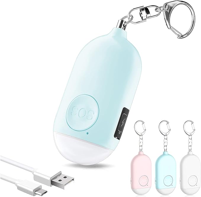 防犯ブザー LEDライト付き 防犯アラーム USB充電式 大音量130dB 防水 防犯 ブザー 小学生 女の子 男の子 女性 大人 子供 (ブルー)