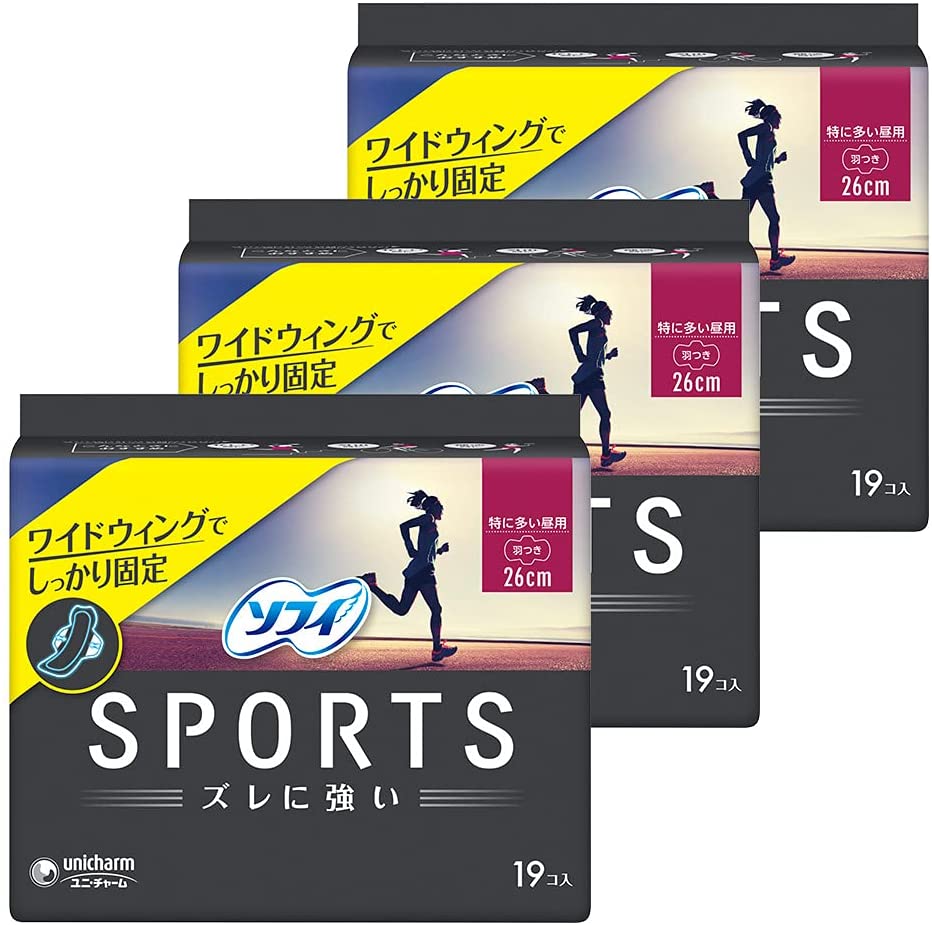 ソフィ「スポーツ」特に多い昼用 羽つき（3パック）