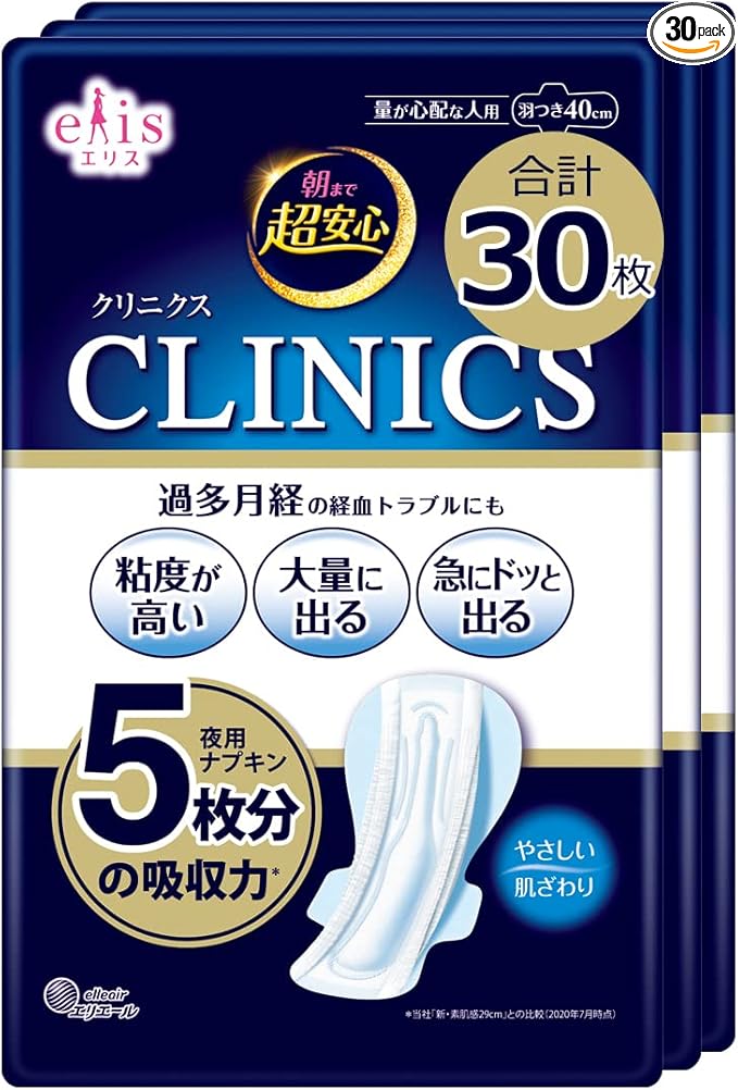 【Amazon.co.jp限定】エリス 朝まで超安心 クリニクス 羽つき 40cm (量が心配な人) 30枚【まとめ買い