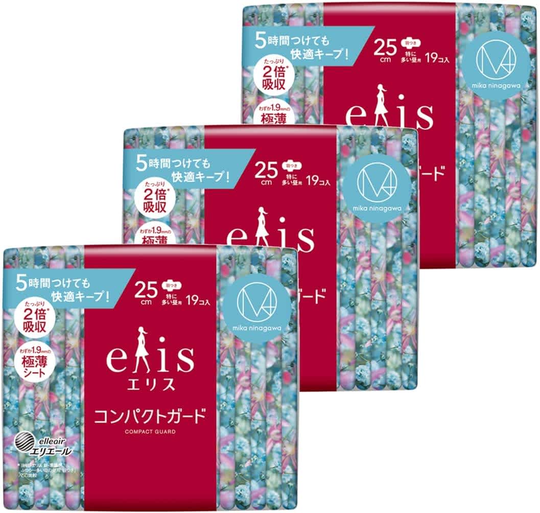 M / mika ninagawaコラボデザイン エリス「コンパクトガード」羽つき 25cm(特に多い昼用)57枚(19枚×3パック)