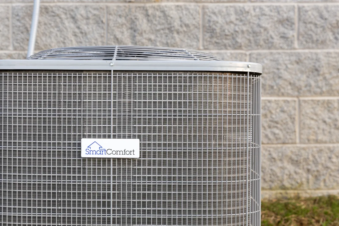 A close-up of a SmartComfort® by Carrier HVAC unit.