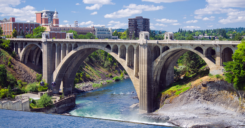 View of a bridge in Spokane, WA.