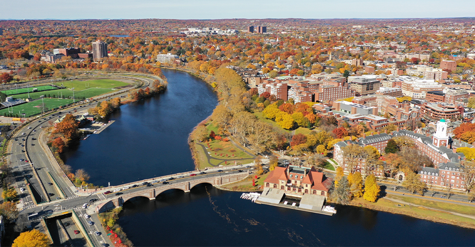 Aerial view of Cambridge, MA.