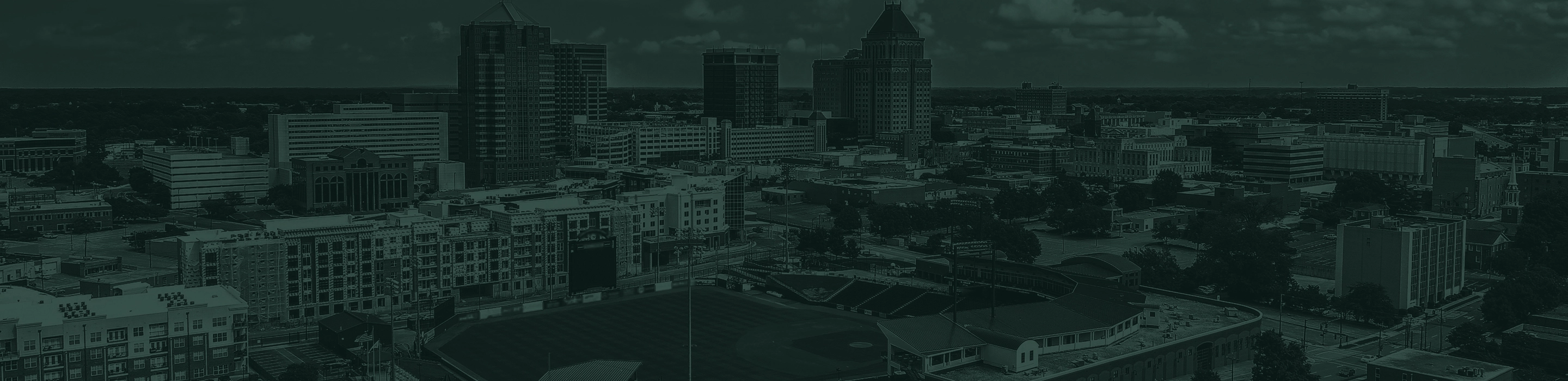 Greensboro city skyline. 