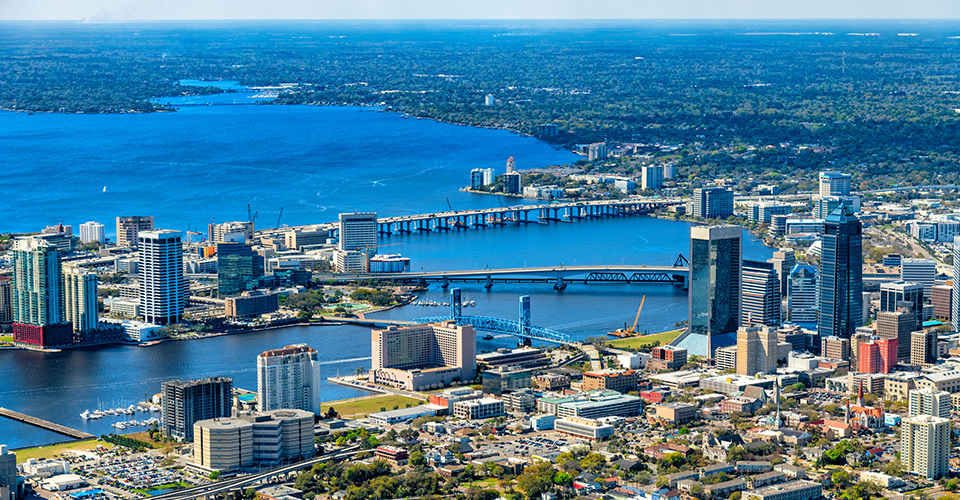 Aerial view of the city of Jacksonville.