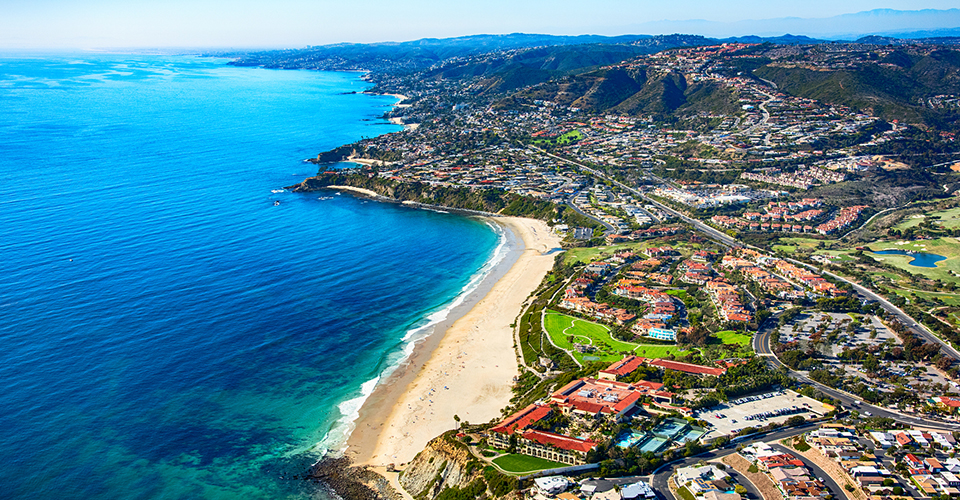 Aerial view of the Orange County coast.