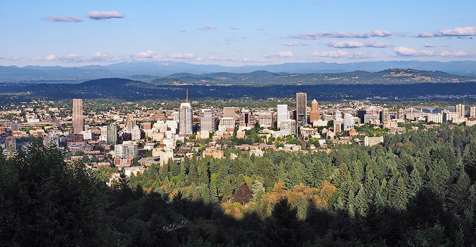 Aerial view of Portland, OR.