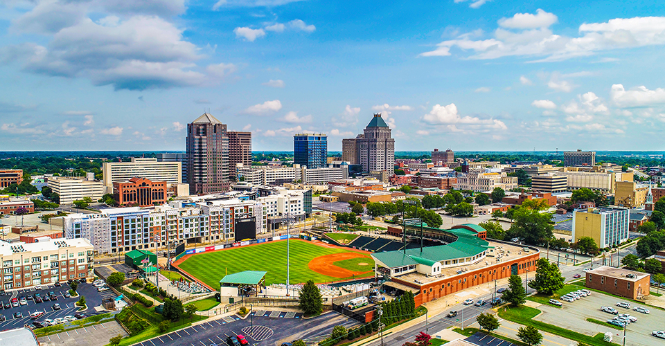 Skyline of Greensboro, North Carolina.