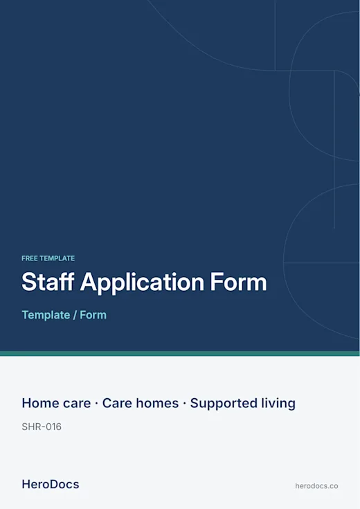 Staff Application Form template