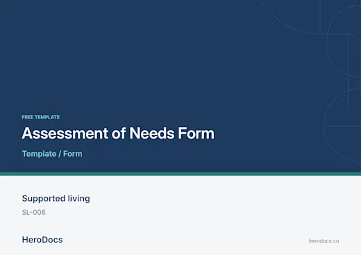Assessment of Needs Form template