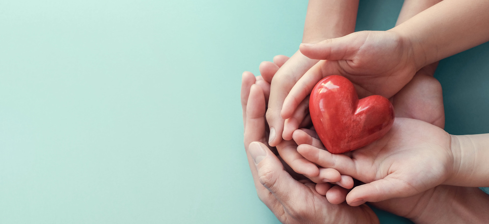 Hands holding a plastic heart.