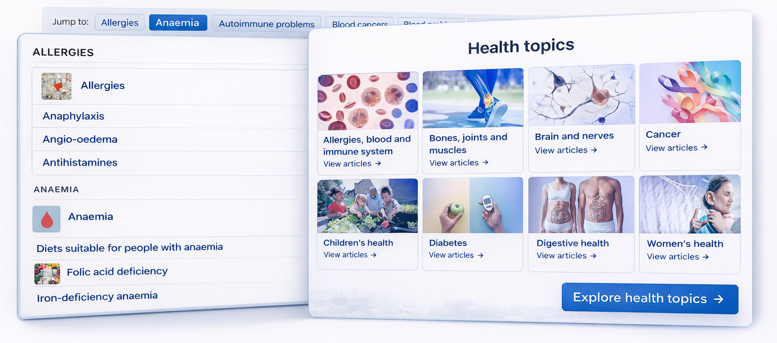 Screenshot of patient.info content 