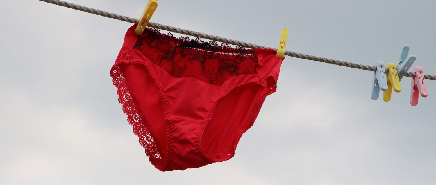 Red underwear on washing line