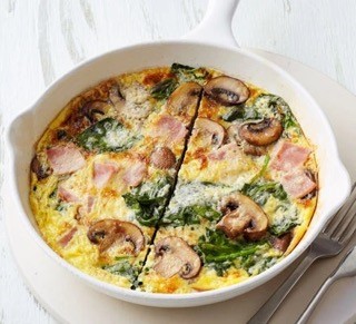 Ham, mushroom and spinach frittata