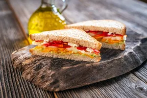 Veggie Sandwich on Sliced White Bread