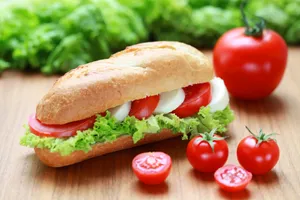 Tomato and Mozzarella Sandwich in a Finger Roll
