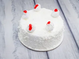 White Forest Cake Slice and Full Cake