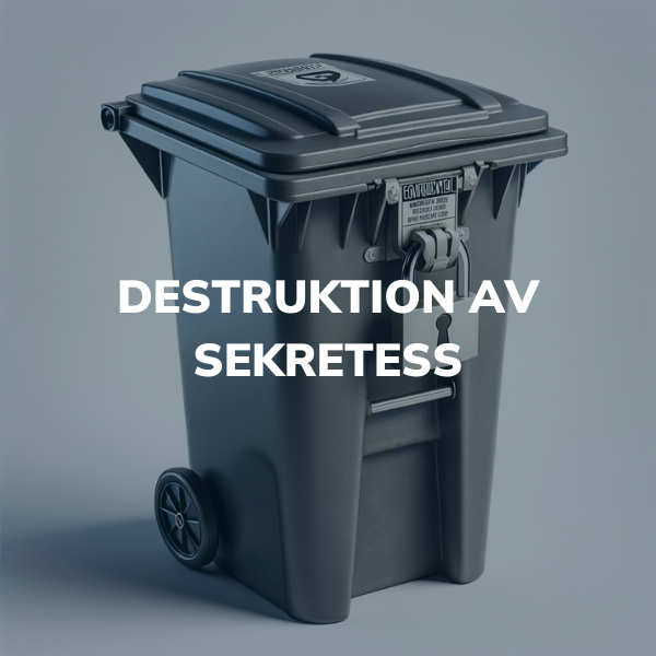 Destruktion av sekretess, läs mer - Bild på låst sekretesskärl