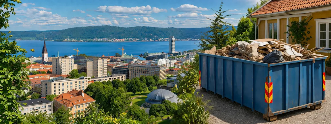 Hyra container Jönköping / Bild på container och Jönköping stad