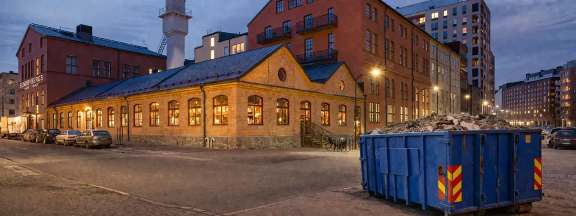 Hyra container i Sundbyberg - Bild på container när Sundbyberg Signalfabrik