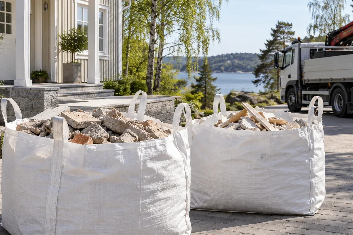 Hämtning av byggsäckar i Lidingö