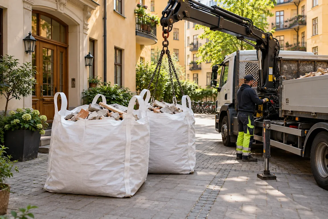 Big bag hämtning Stockholm – säckar och kranbil