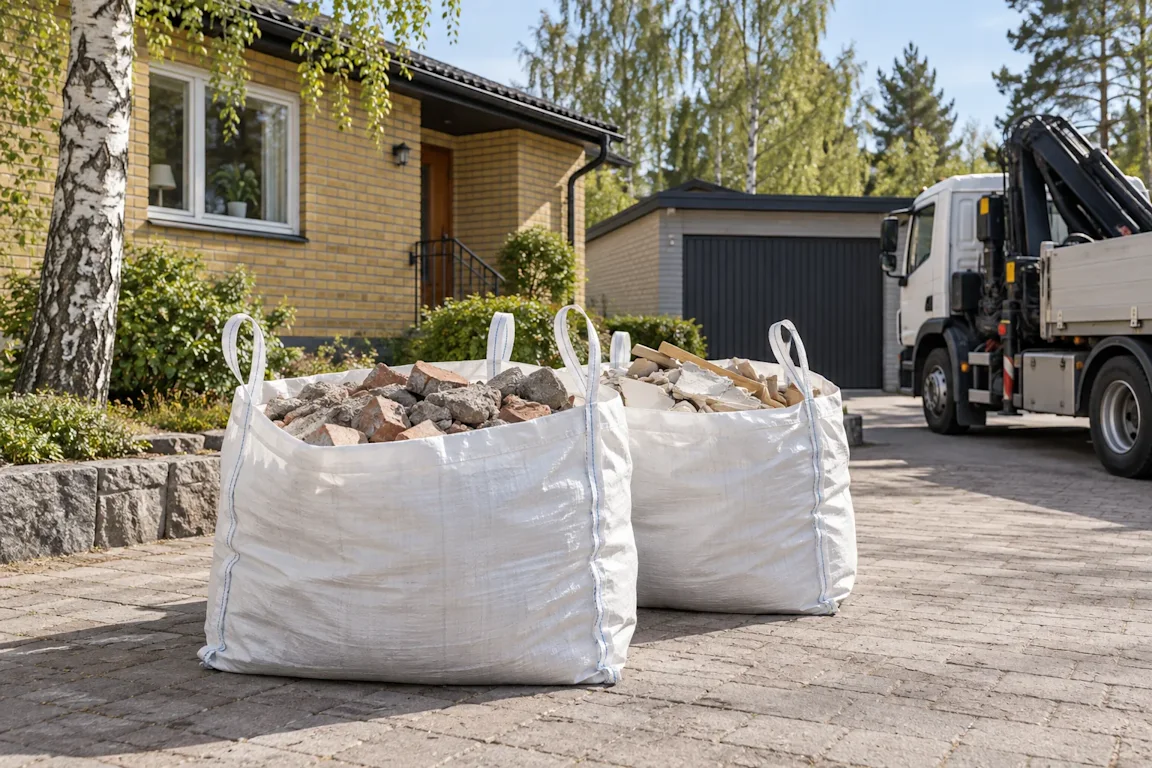 Hämtning av byggsäckar i Sollentuna