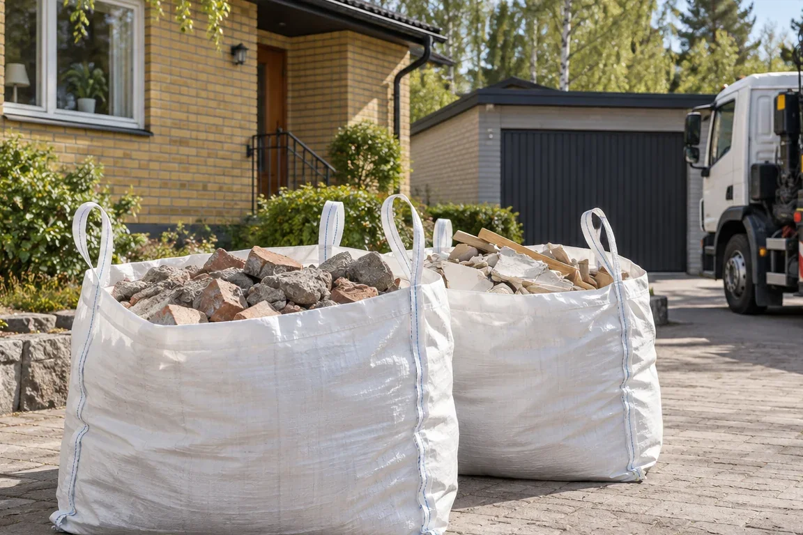 Hämtning av byggsäckar i Sollentuna
