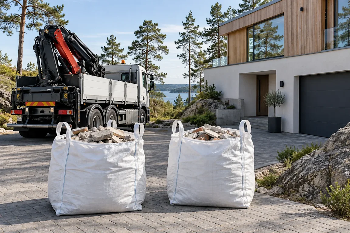 Hämtning av byggsäckar i Nacka