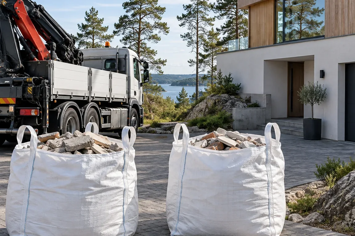 Hämtning av byggsäckar i Nacka