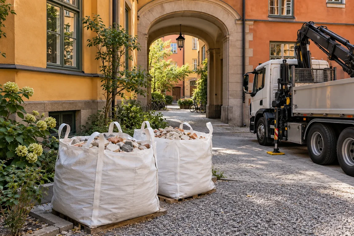 Hämtning av byggsäckar i Vasastan