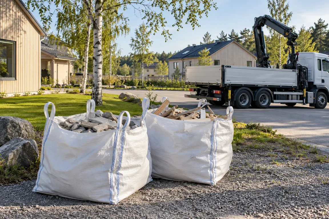 Hämtning av byggsäckar i Vallentuna