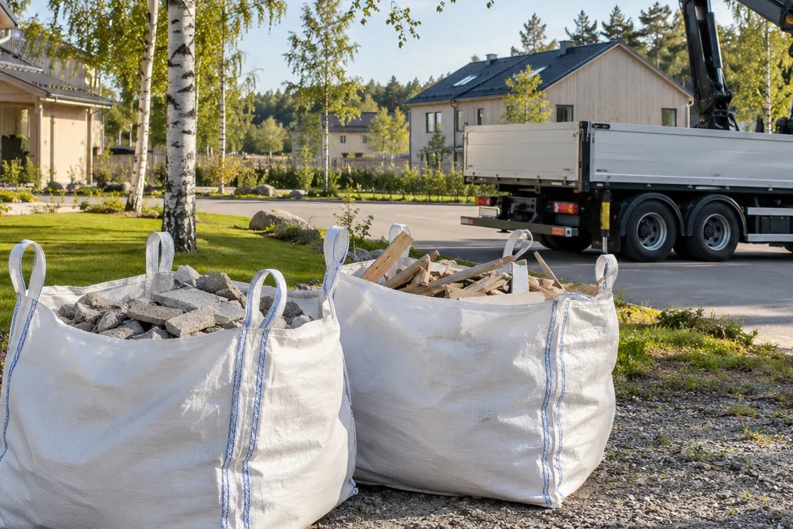 Hämtning av byggsäckar i Vallentuna