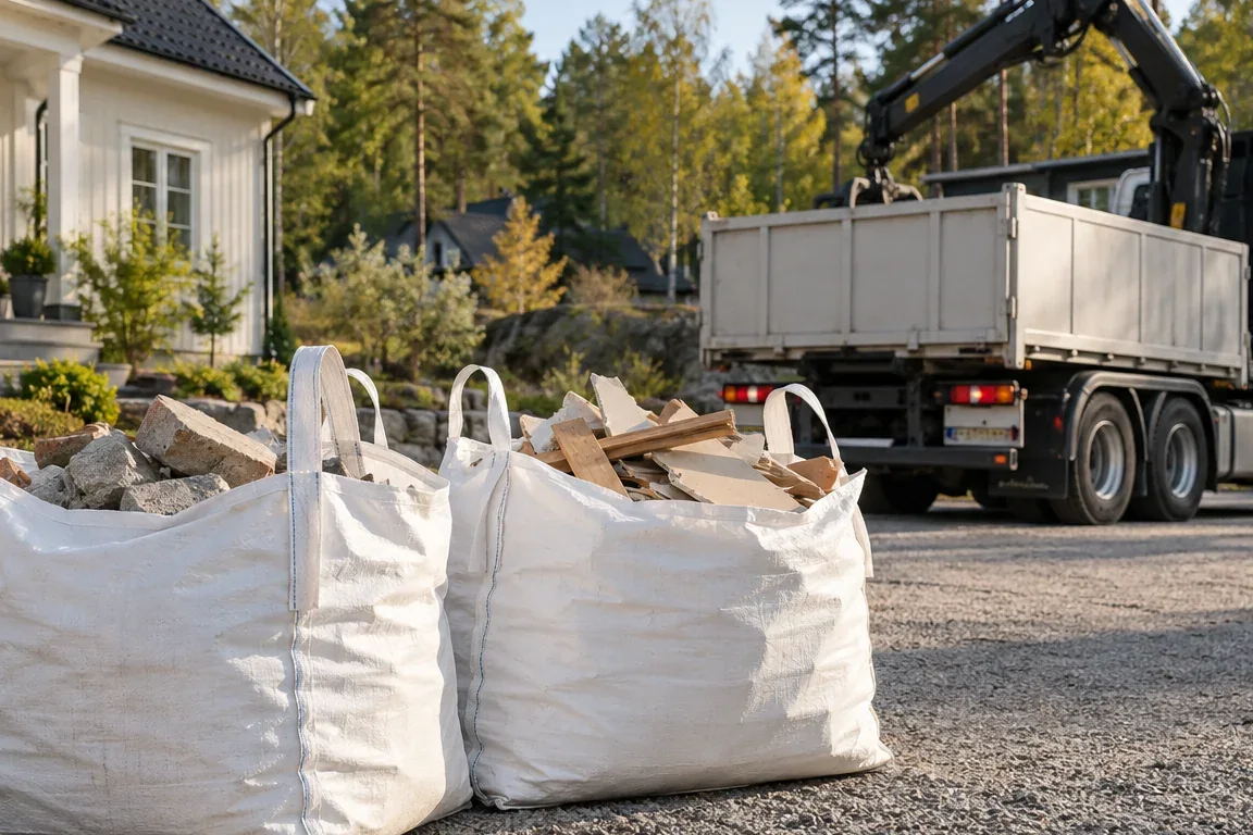 Hämtning av byggsäckar i Nykvarn